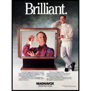 1988 Magnavox Big Screen TV Vintage Print Ad Smothers Brothers 80s High Tech Art